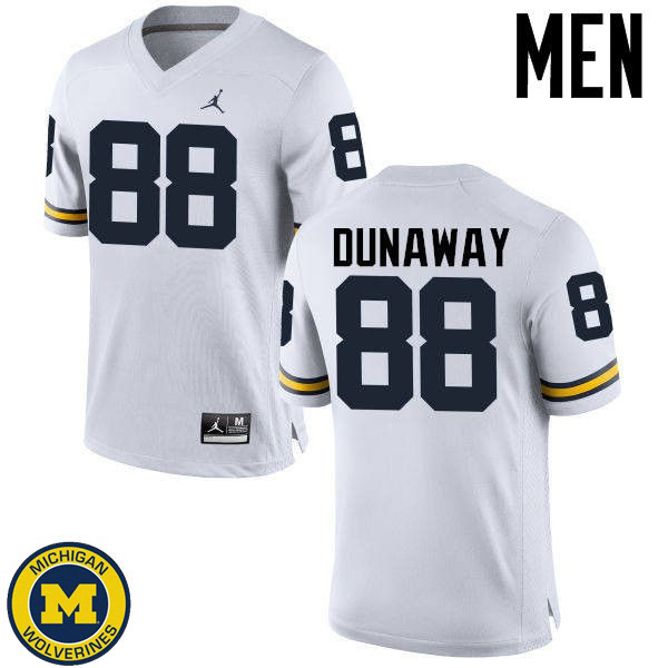 Men's Michigan Wolverines #88 Jack Dunaway White Embroidery Jersey